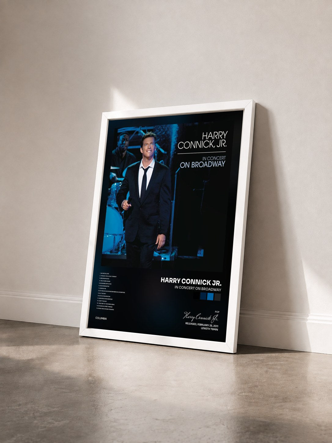 #blanc Tableau de l'album In Concert On Broadway de Harry Connick Jr. vu de trois quarts, cadre blanc