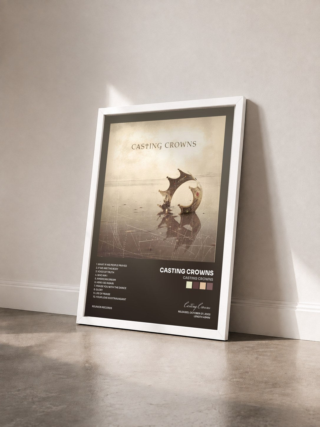 #blanc Tableau de l'album Casting Crowns de Casting Crowns vu de trois quarts, cadre blanc