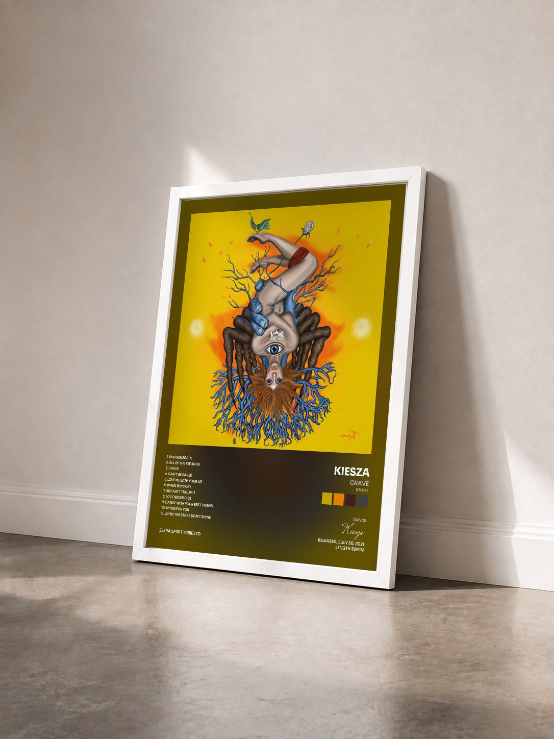 #blanc Tableau de l'album Crave (Deluxe) de Kiesza vu de trois quarts, cadre blanc
