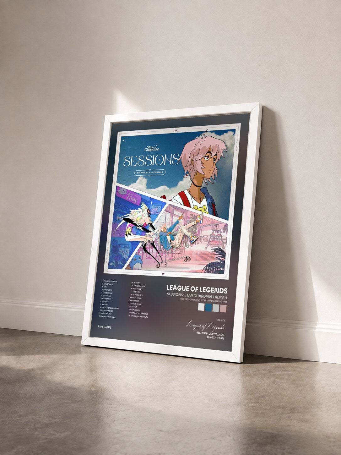 #blanc Tableau de l'album Sessions: Star Guardian Taliyah (OST from Sessions: Star Guardian Taliyah) de League of Legends vu de trois quarts, cadre blanc
