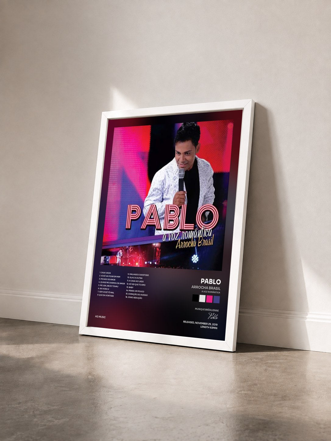 #blanc Tableau de l'album Arrocha Brasil (A Voz Romântica) de Pablo vu de trois quarts, cadre blanc