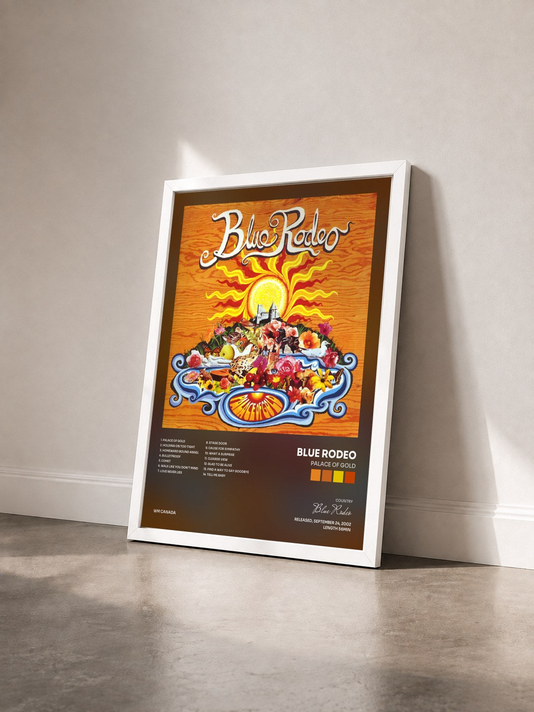 #blanc Tableau de l'album Palace of Gold de Blue Rodeo vu de trois quarts, cadre blanc