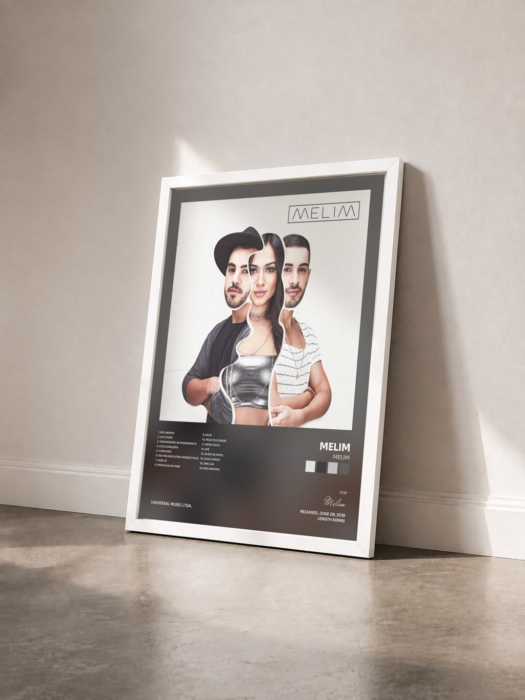 #blanc Melim by Melim as a framed art print seen at an angle, white frame