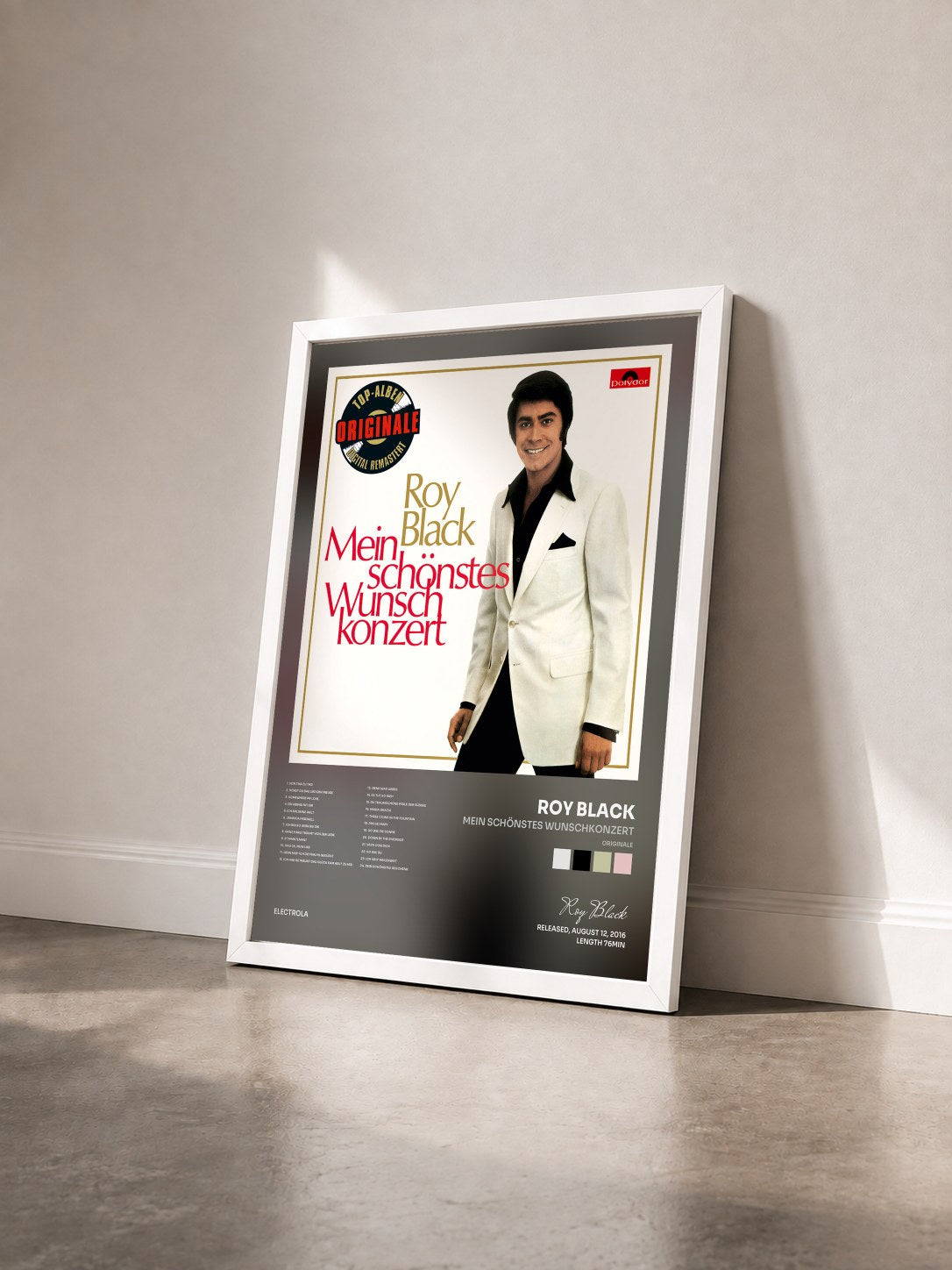 #blanc Tableau de l'album Mein schönstes Wunschkonzert (Originale) de Roy Black vu de trois quarts, cadre blanc