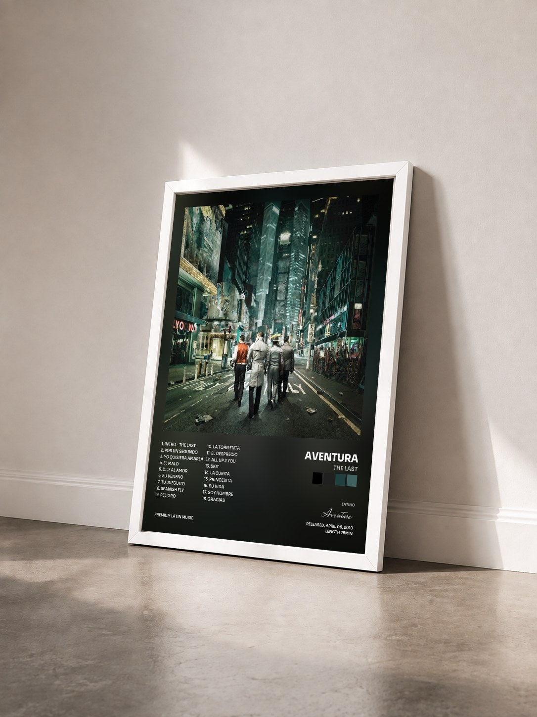 #blanc Tableau de l'album The Last de Aventura vu de trois quarts, cadre blanc