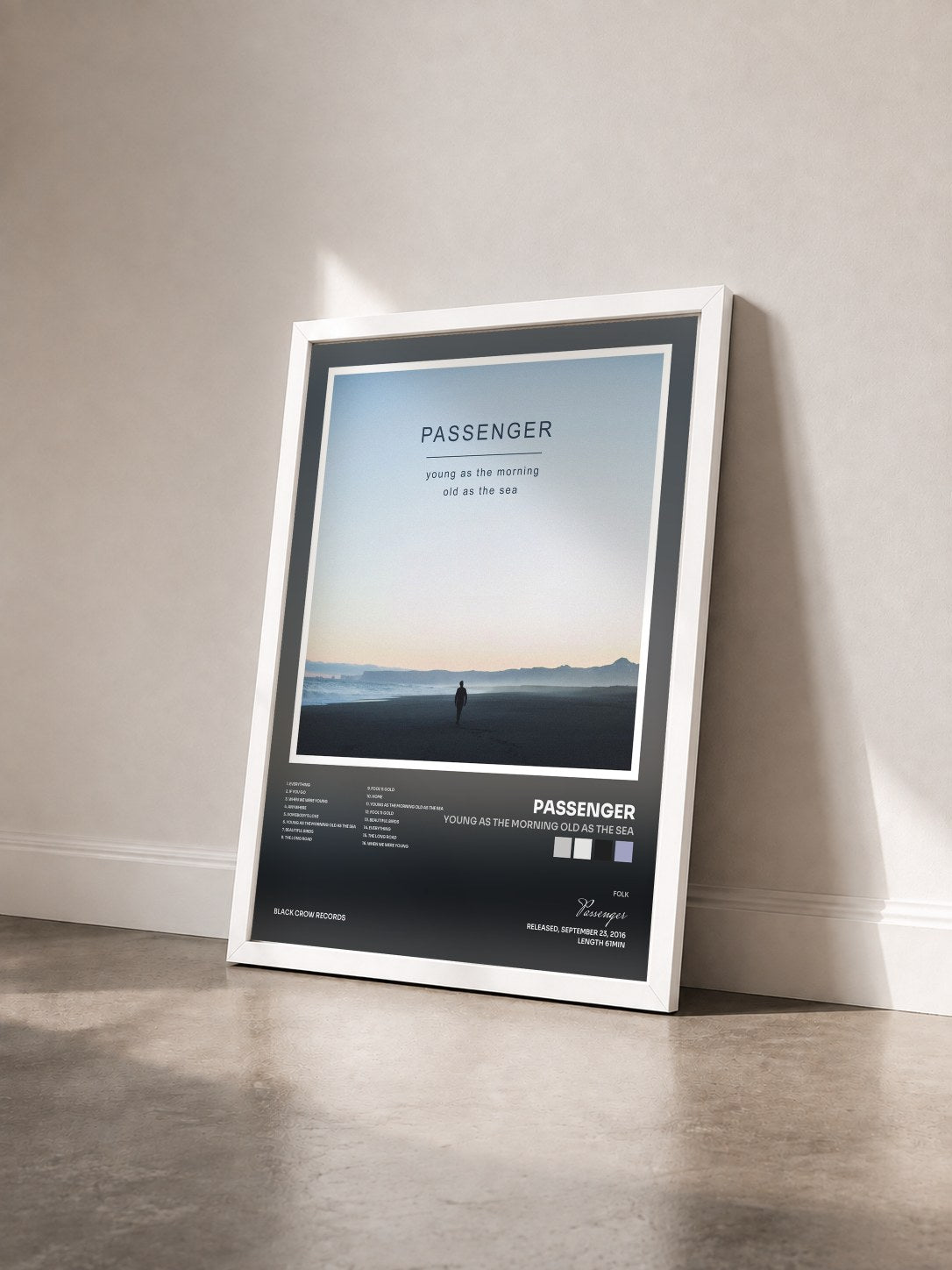 #blanc Tableau de l'album Young as the Morning Old as the Sea de Passenger vu de trois quarts, cadre blanc