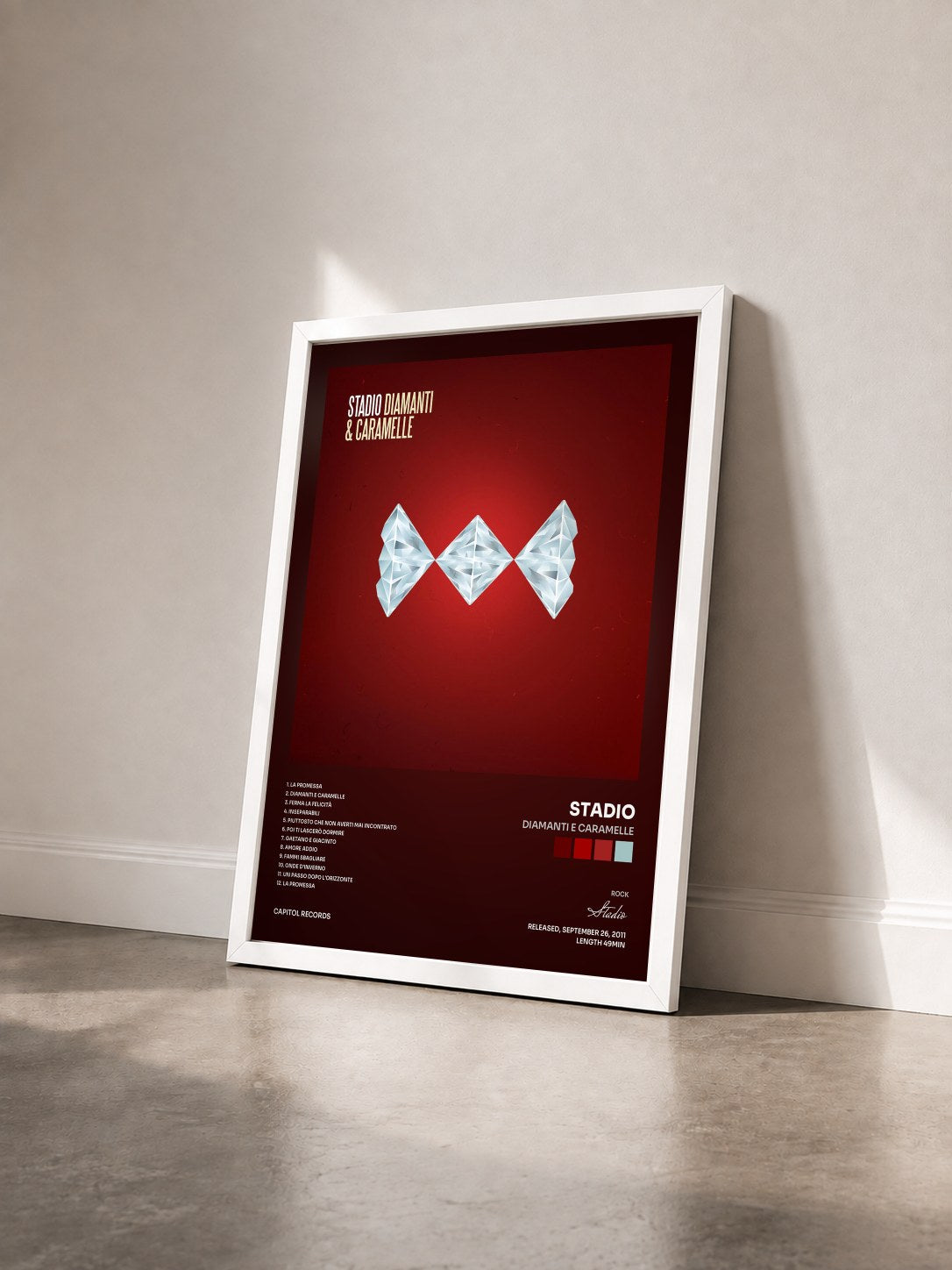 #blanc Tableau de l'album Diamanti E Caramelle de Stadio vu de trois quarts, cadre blanc