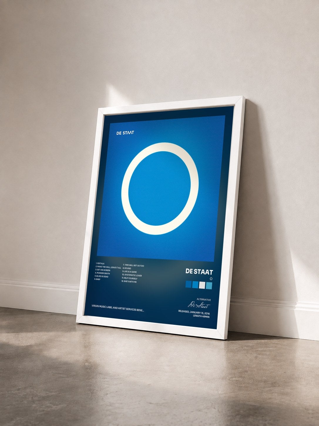 #blanc Tableau de l'album O de De Staat vu de trois quarts, cadre blanc
