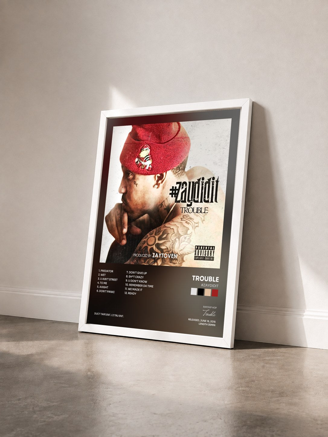 #blanc Tableau de l'album #ZayDidIt de Trouble vu de trois quarts, cadre blanc