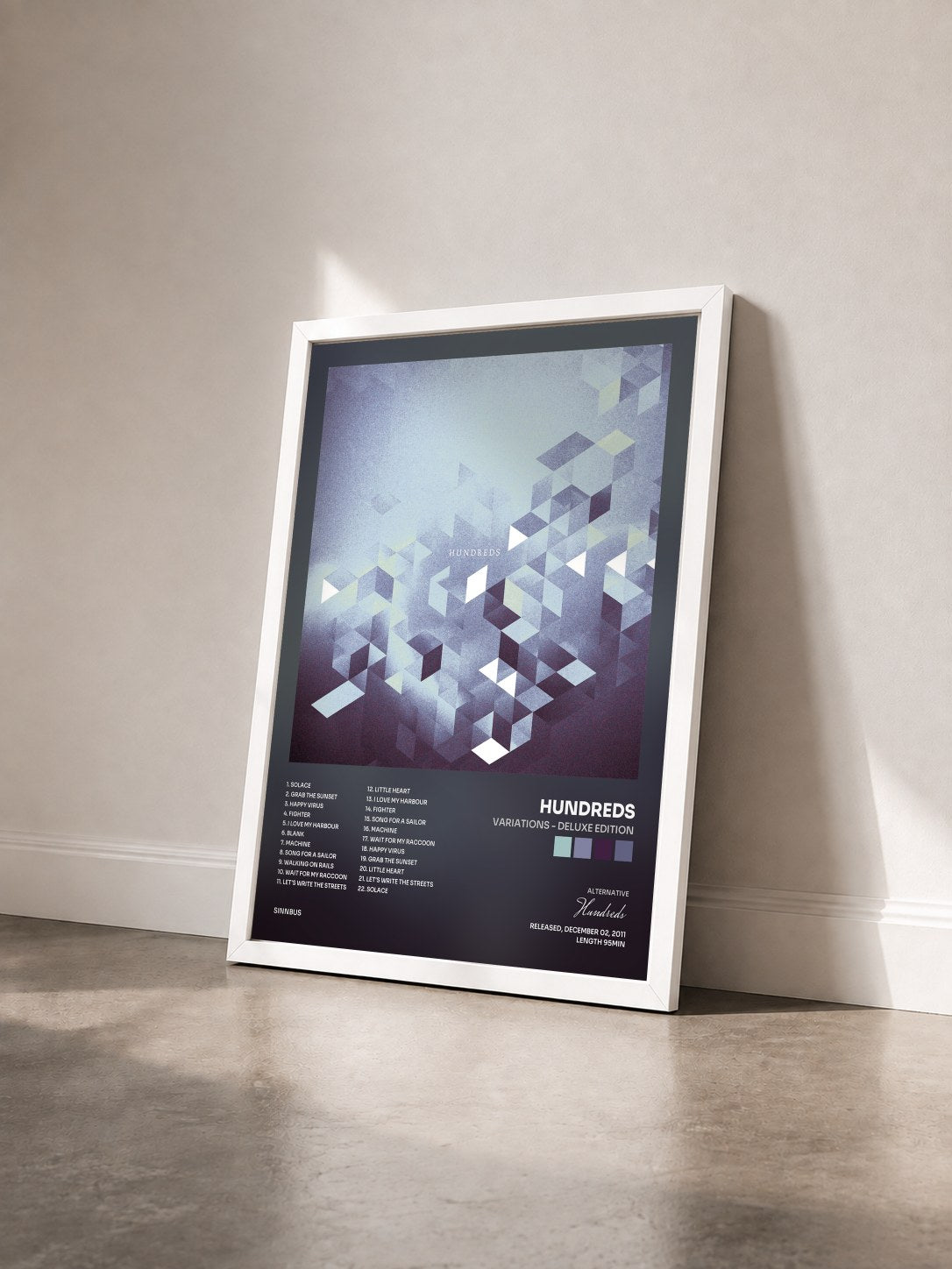#blanc Tableau de l'album Variations - Deluxe Edition de Hundreds vu de trois quarts, cadre blanc