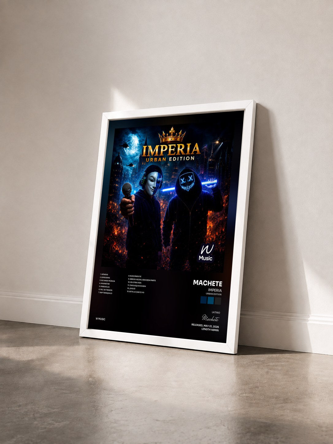 #blanc Tableau de l'album Imperia (Urban Edition) de Machete vu de trois quarts, cadre blanc