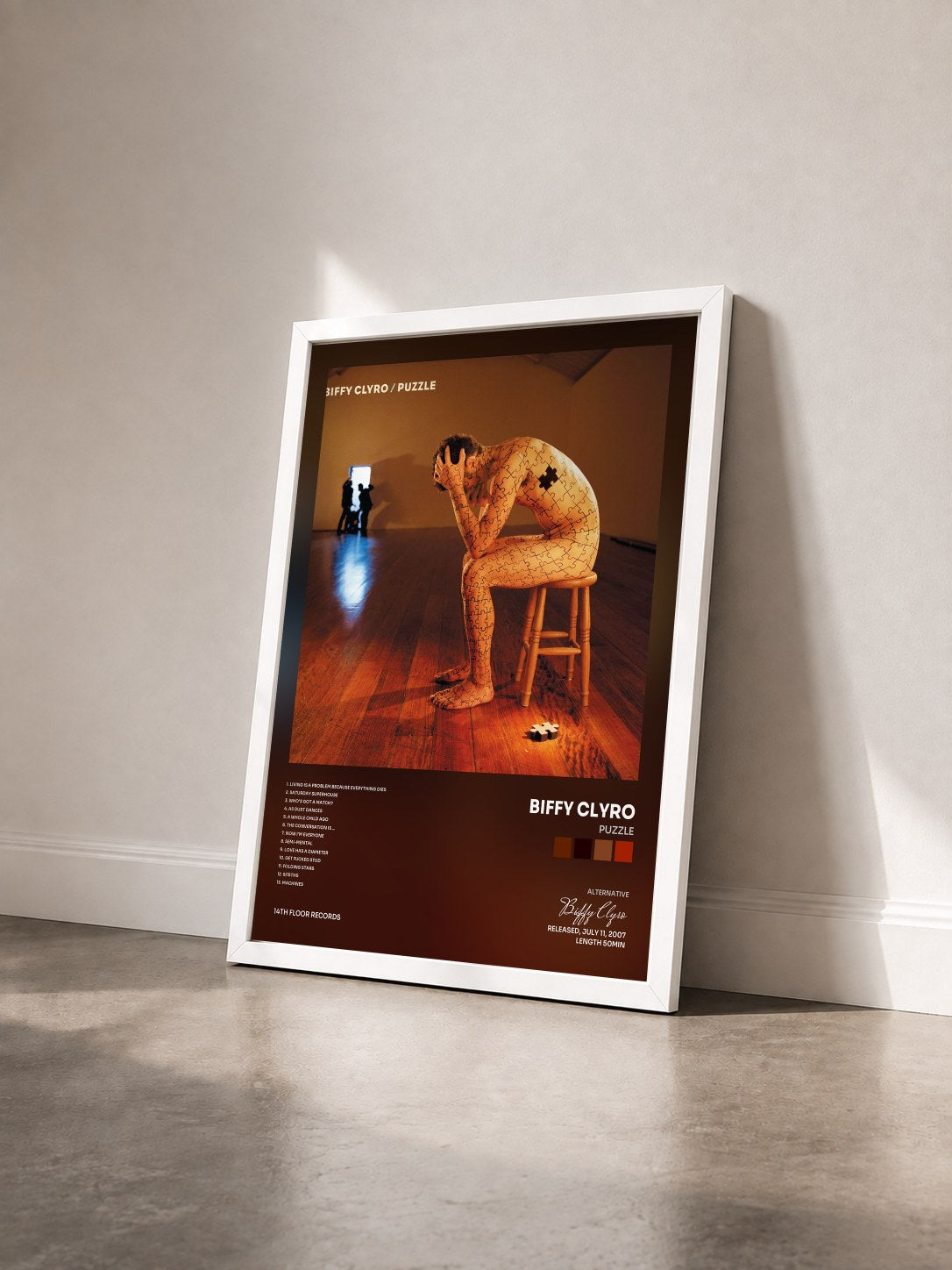#blanc Tableau de l'album Puzzle de Biffy Clyro vu de trois quarts, cadre blanc