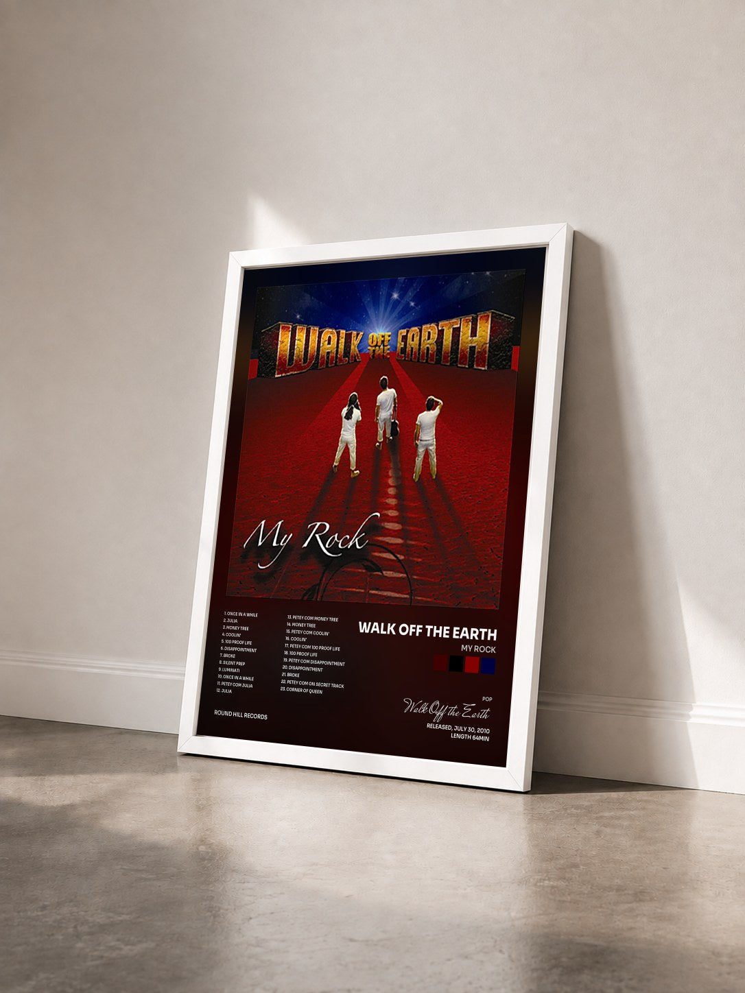 #blanc Tableau de l'album My Rock de Walk Off the Earth vu de trois quarts, cadre blanc