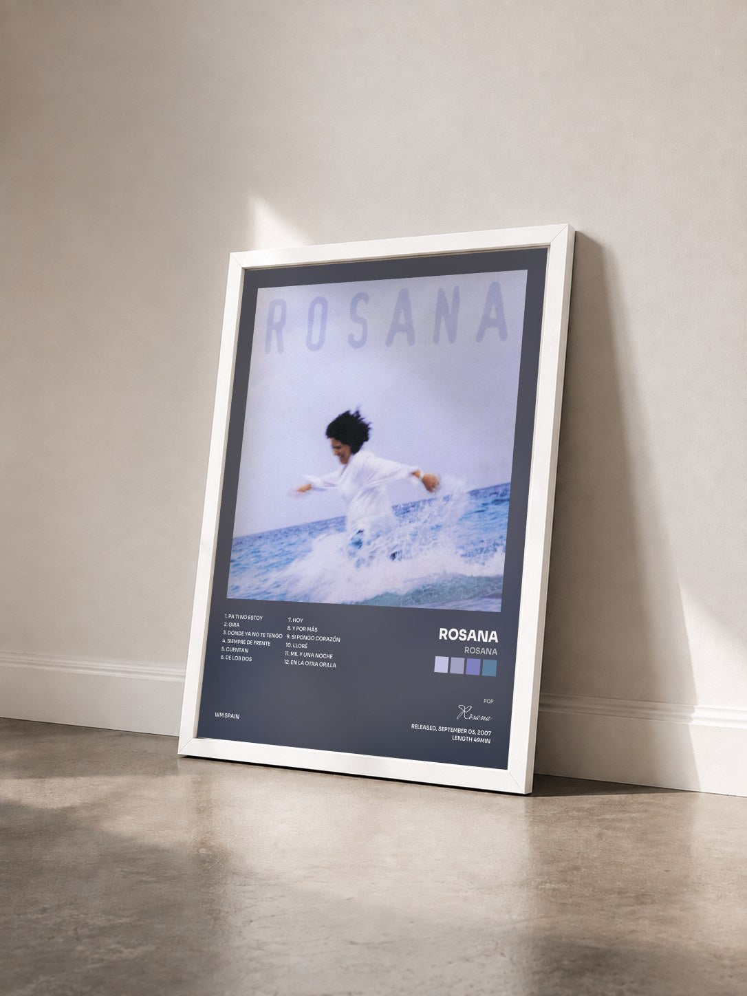 #blanc Tableau de l'album Rosana de Rosana vu de trois quarts, cadre blanc