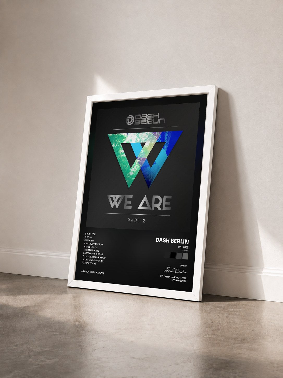 #blanc Tableau de l'album We Are (Part 2) de Dash Berlin vu de trois quarts, cadre blanc