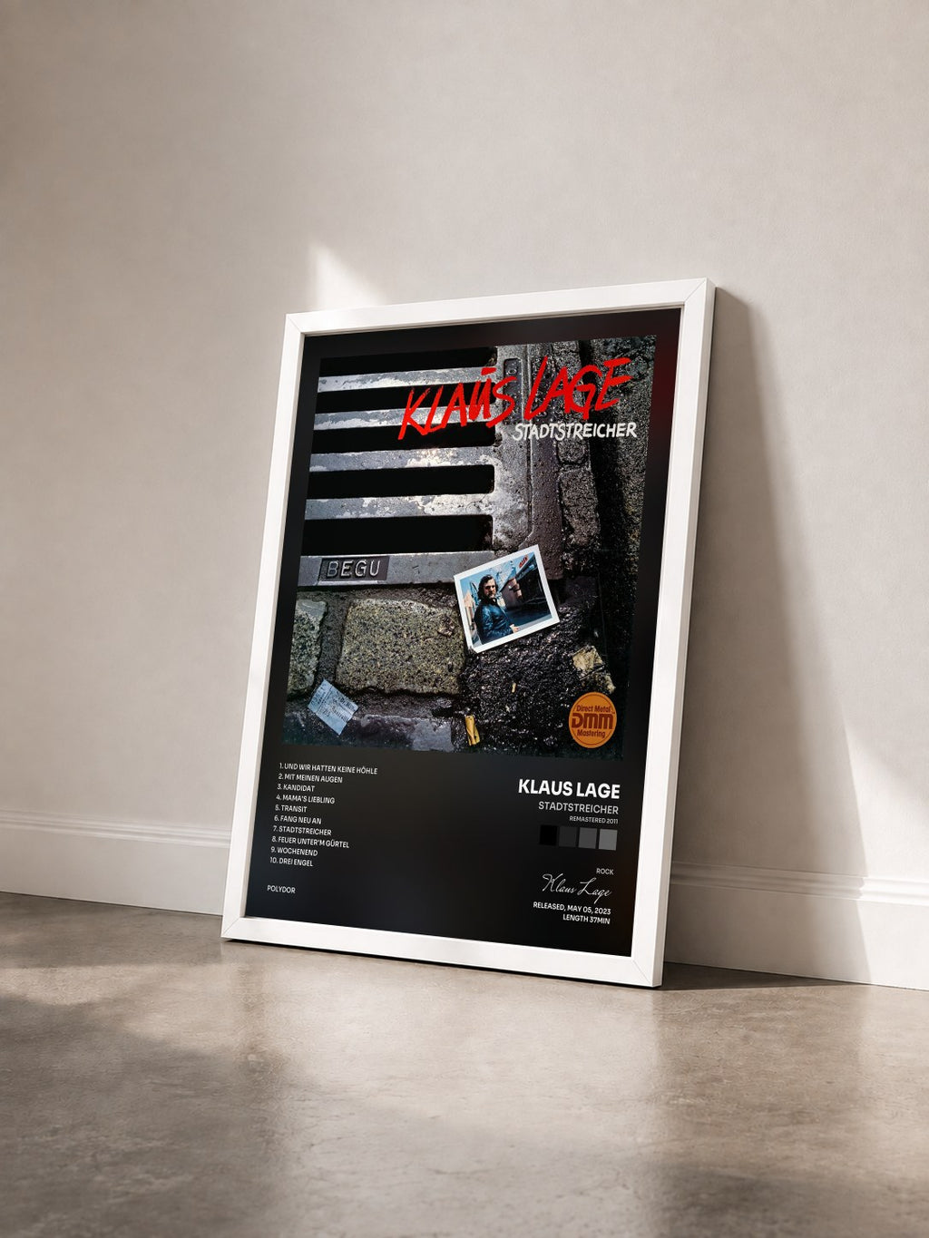 #blanc Tableau de l'album Stadtstreicher (Remastered 2011) de Klaus Lage vu de trois quarts, cadre blanc