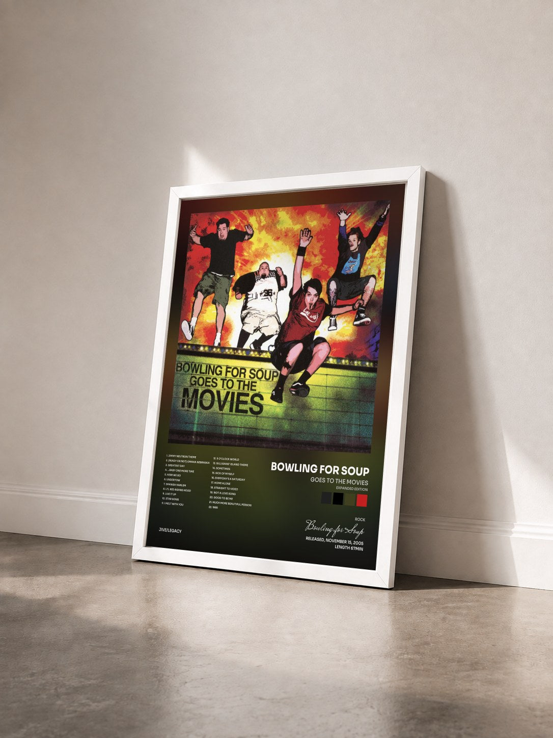 #blanc Tableau de l'album Goes to the Movies (Expanded Edition) de Bowling for Soup vu de trois quarts, cadre blanc