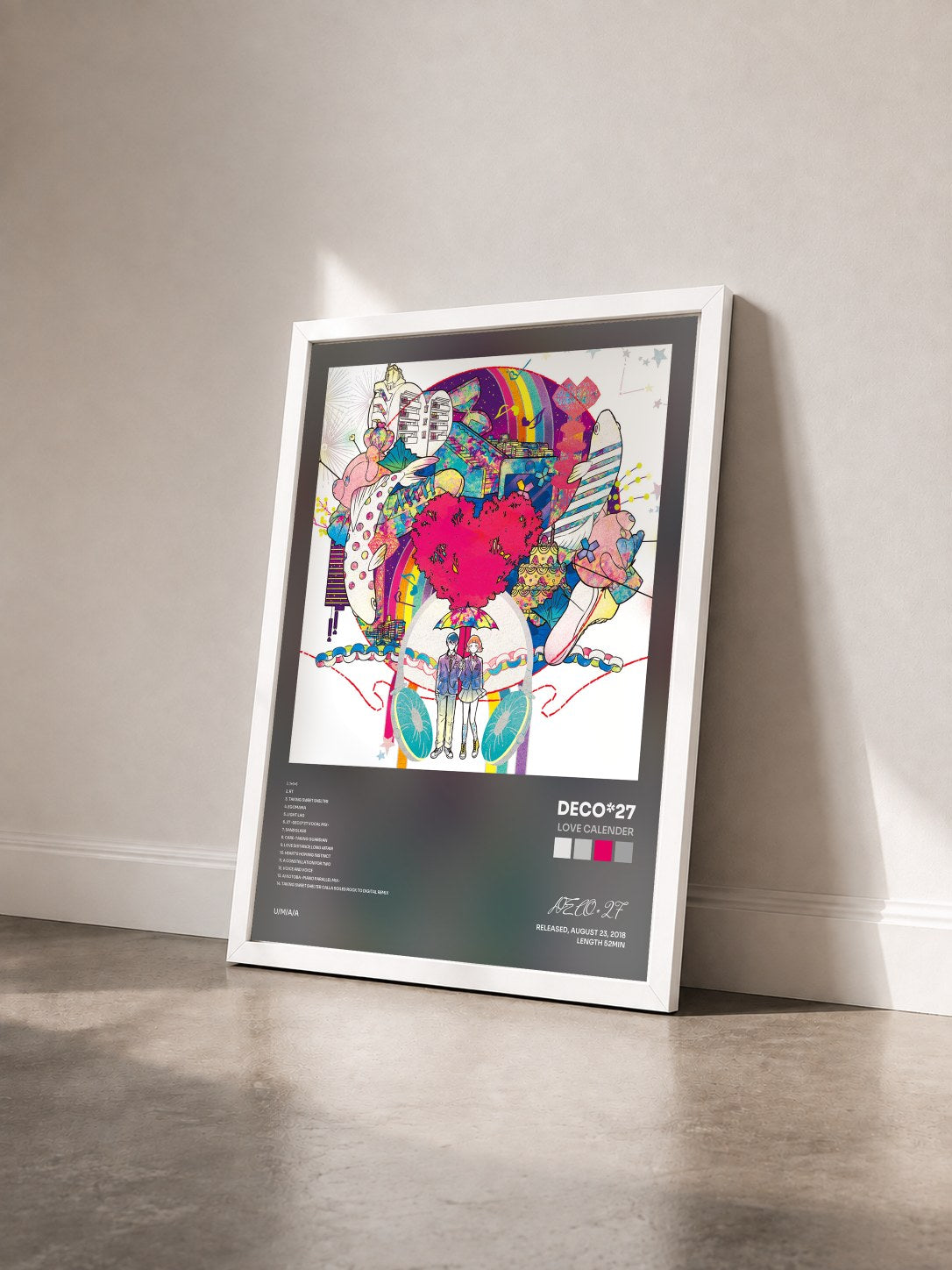 #blanc Tableau de l'album LOVE CALENDER de DECO*27 vu de trois quarts, cadre blanc