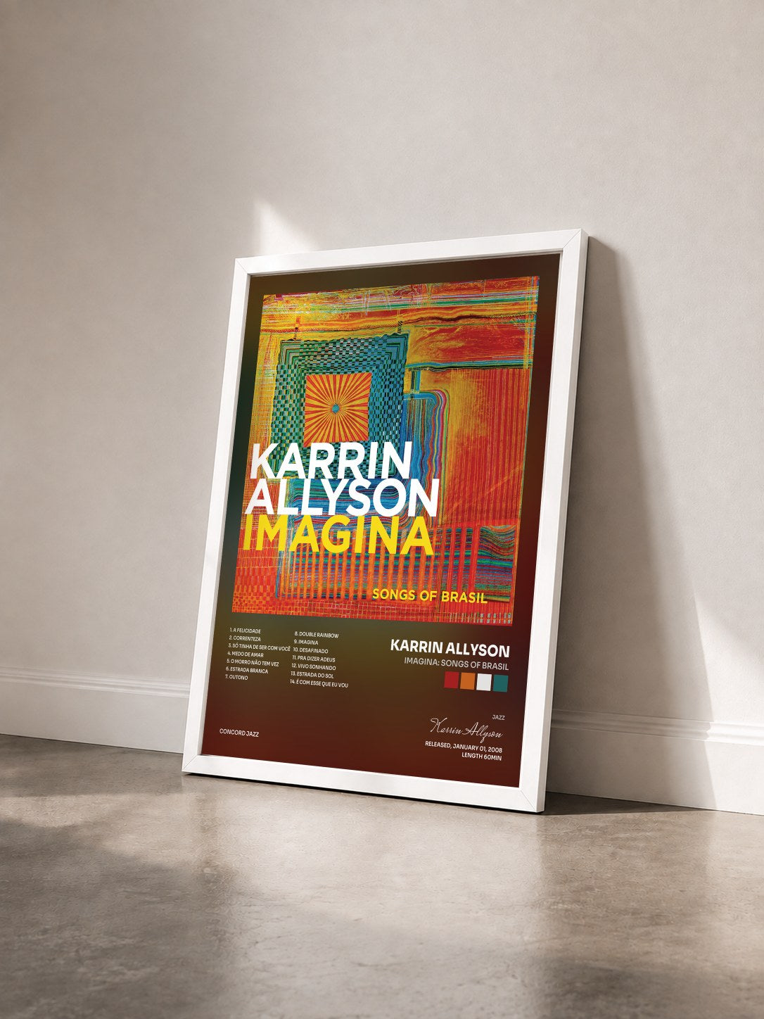 #blanc Tableau de l'album Imagina: Songs Of Brasil de Karrin Allyson vu de trois quarts, cadre blanc