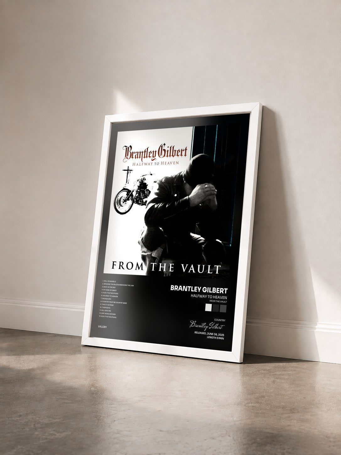 #blanc Tableau de l'album Halfway To Heaven (From The Vault) de Brantley Gilbert vu de trois quarts, cadre blanc