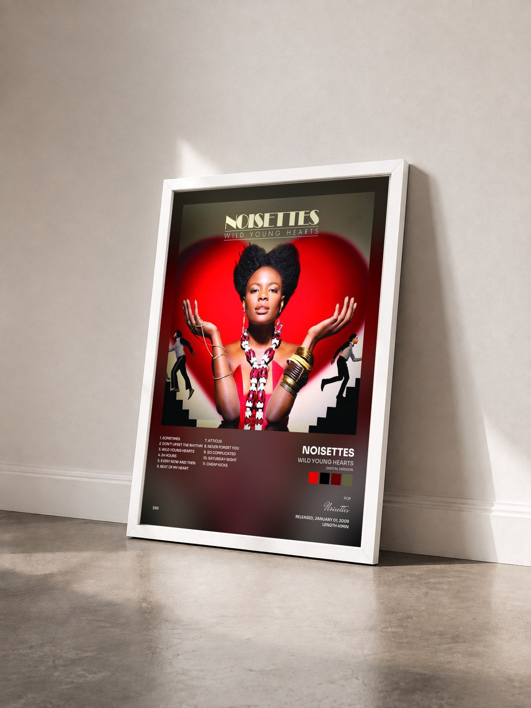 #blanc Tableau de l'album Wild Young Hearts (Digital version) de Noisettes vu de trois quarts, cadre blanc