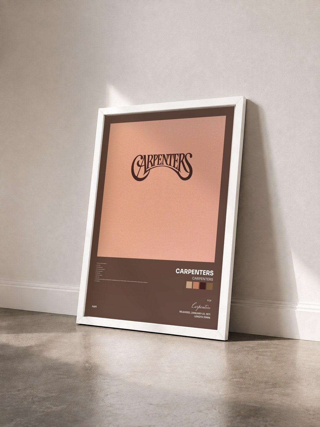 #blanc Tableau de l'album Carpenters de Carpenters vu de trois quarts, cadre blanc