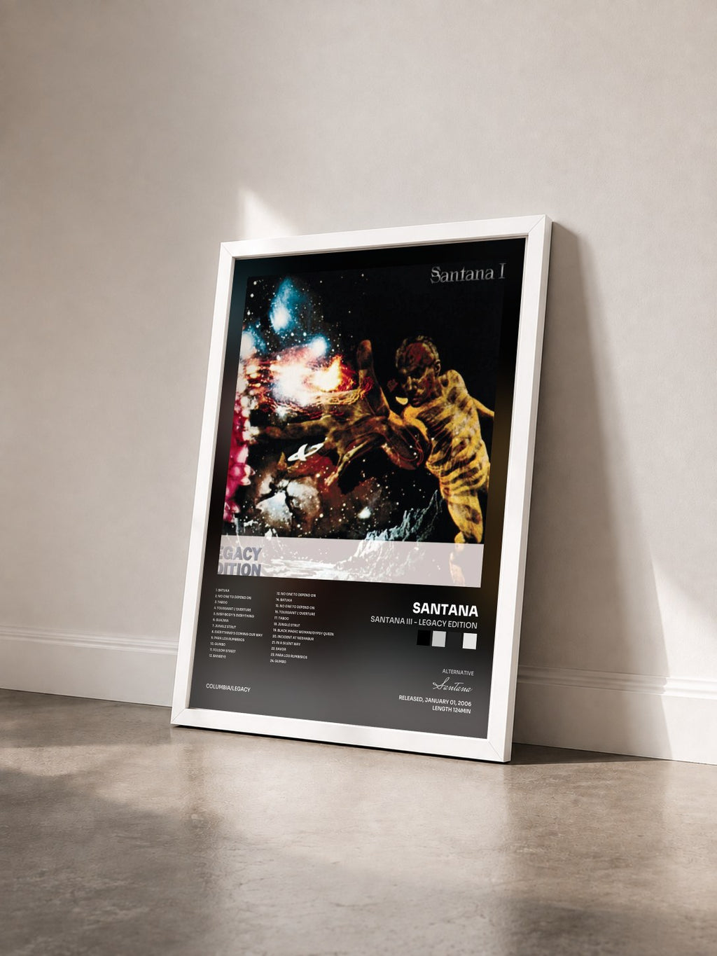 #blanc Tableau de l'album Santana III - Legacy Edition de Santana vu de trois quarts, cadre blanc