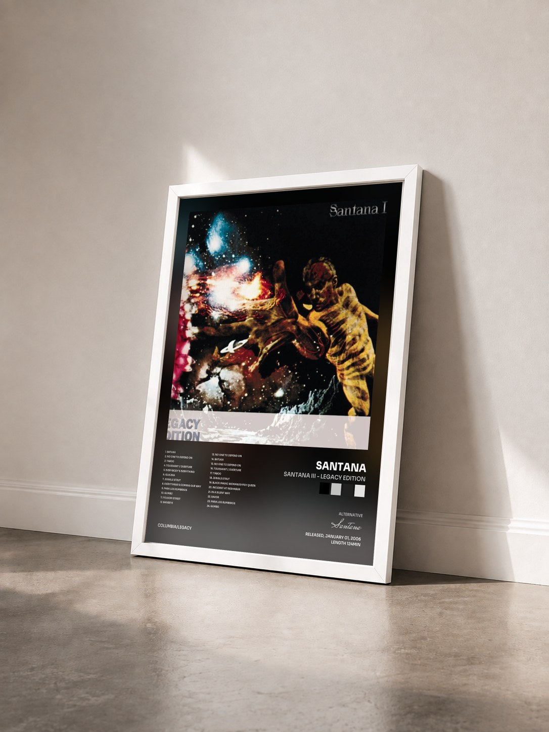#blanc Tableau de l'album Santana III - Legacy Edition de Santana vu de trois quarts, cadre blanc