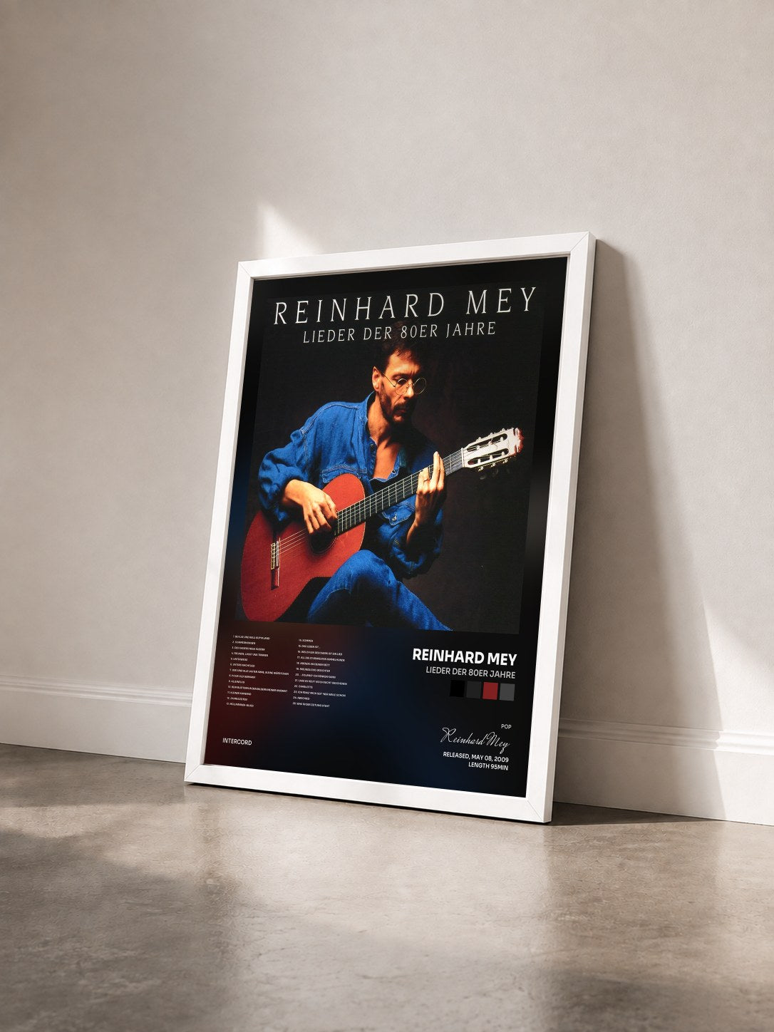 #blanc Tableau de l'album Lieder Der 80er Jahre de Reinhard Mey vu de trois quarts, cadre blanc