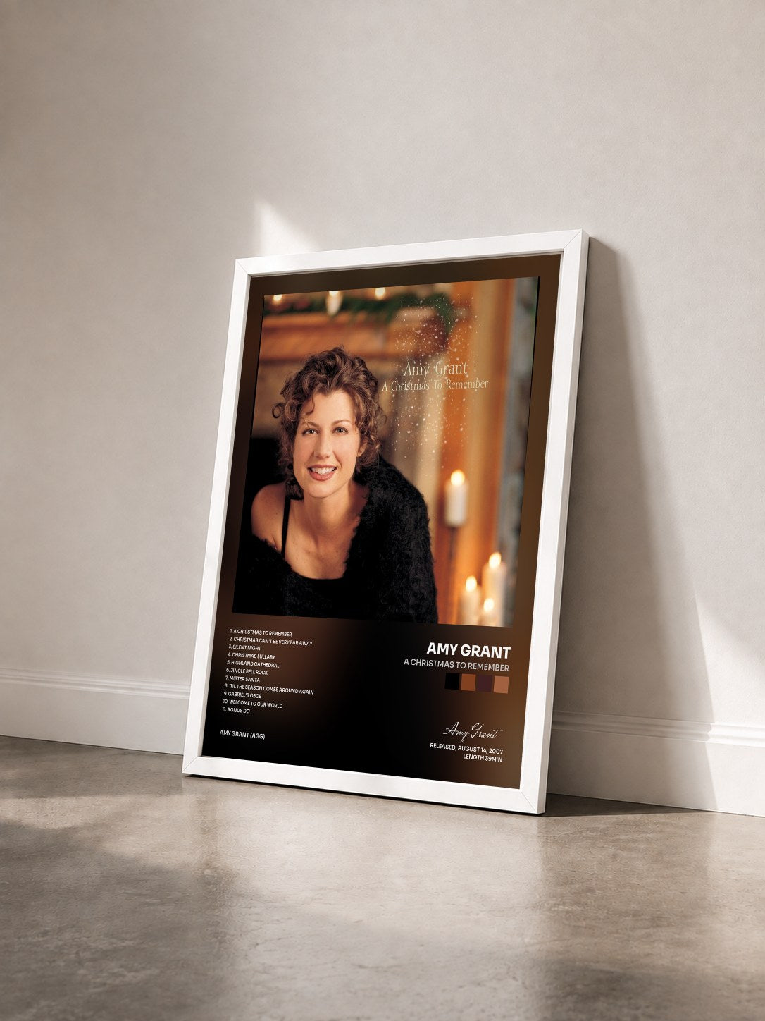 #blanc Tableau de l'album A Christmas To Remember de Amy Grant vu de trois quarts, cadre blanc