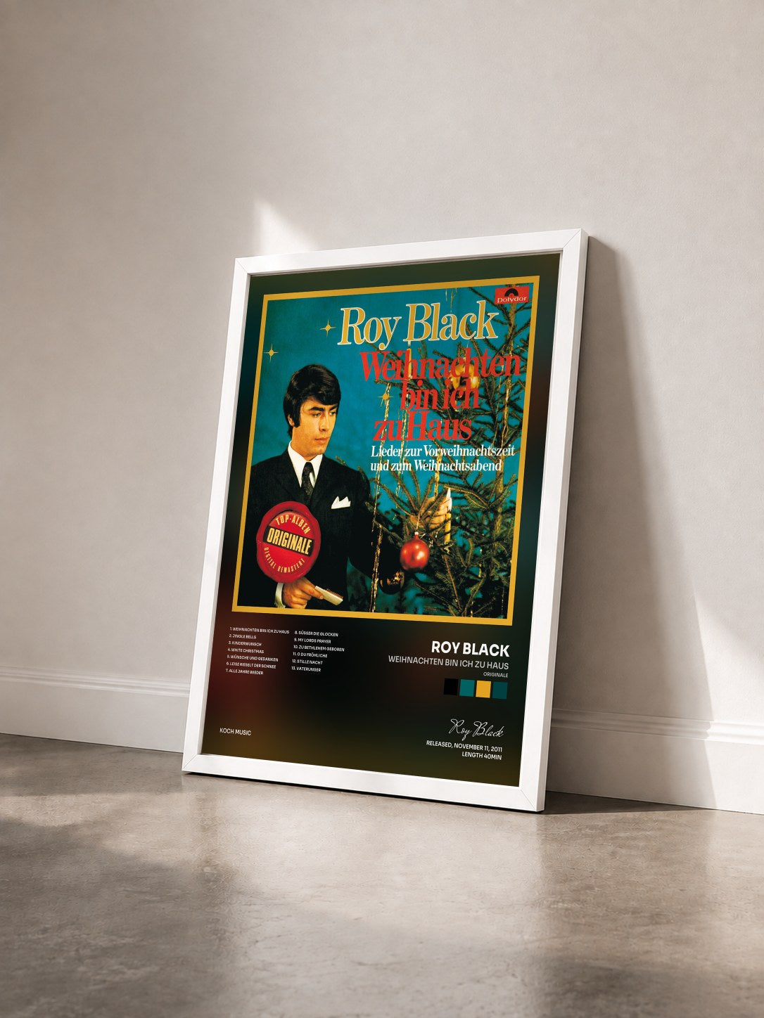 #blanc Tableau de l'album Weihnachten bin ich zu Haus (Originale) de Roy Black vu de trois quarts, cadre blanc