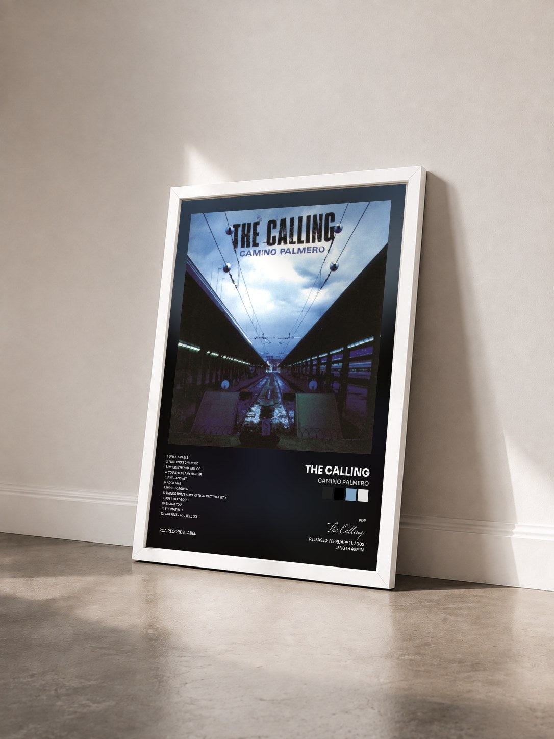 #blanc Tableau de l'album Camino Palmero de The Calling vu de trois quarts, cadre blanc