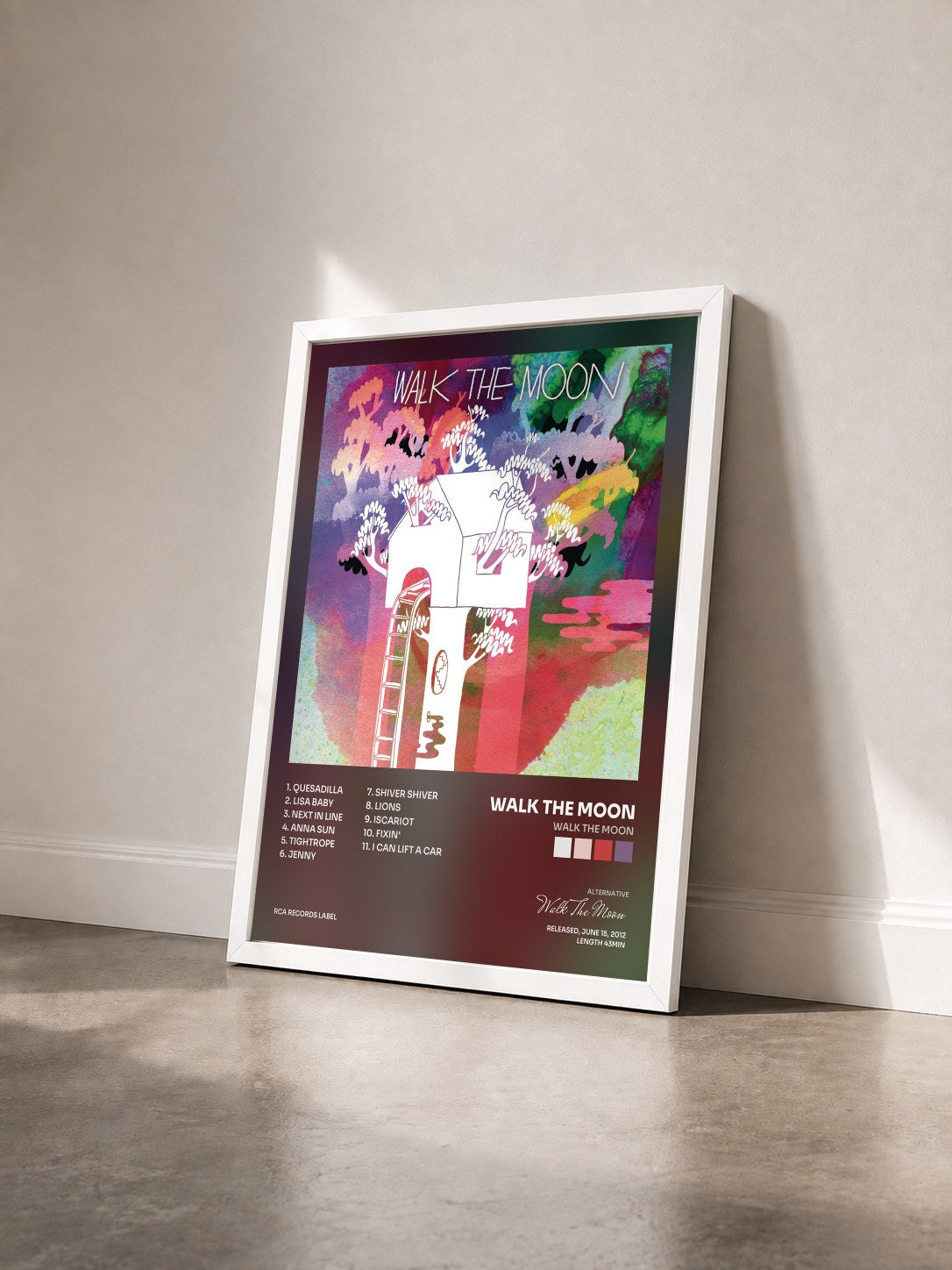 #blanc Tableau de l'album Walk The Moon de Walk The Moon vu de trois quarts, cadre blanc