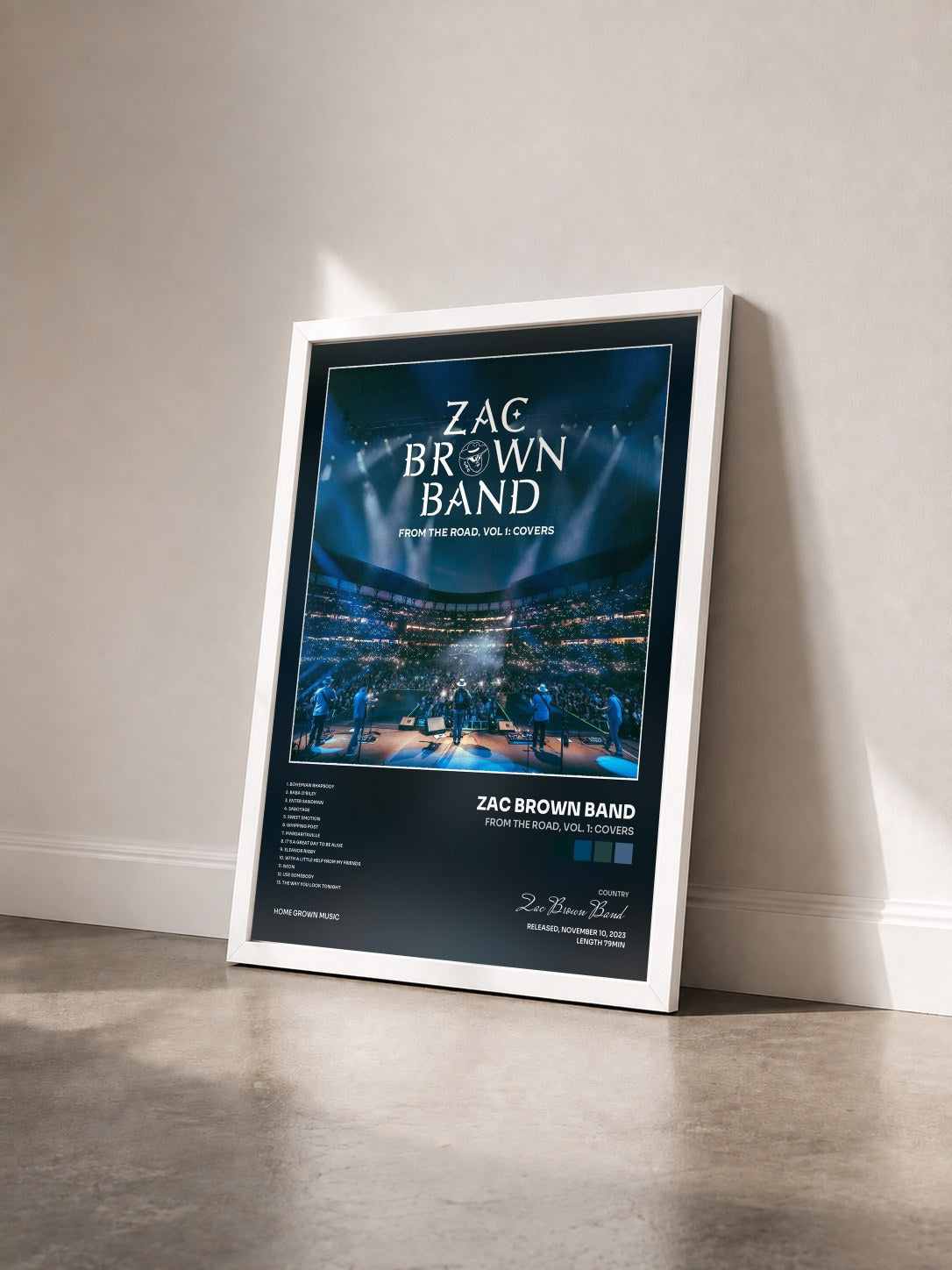 #blanc Tableau de l'album From The Road, Vol. 1: Covers de Zac Brown Band vu de trois quarts, cadre blanc