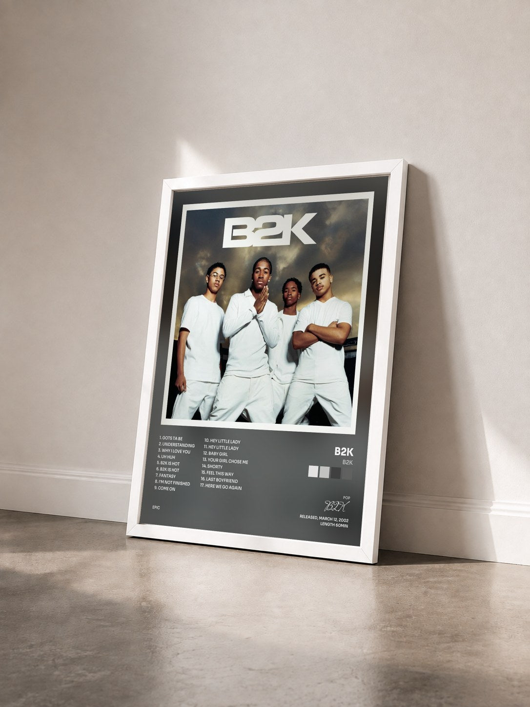 #blanc Tableau de l'album B2K de B2K vu de trois quarts, cadre blanc