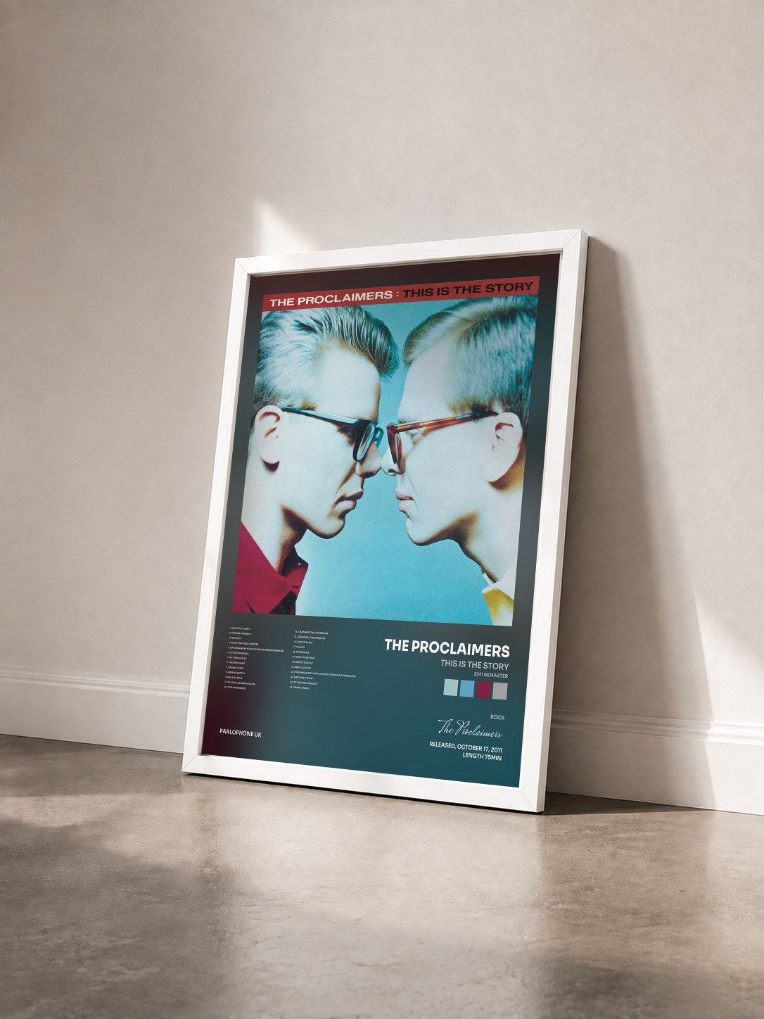 #blanc Tableau de l'album This Is the Story (2011 Remaster) de The Proclaimers vu de trois quarts, cadre blanc