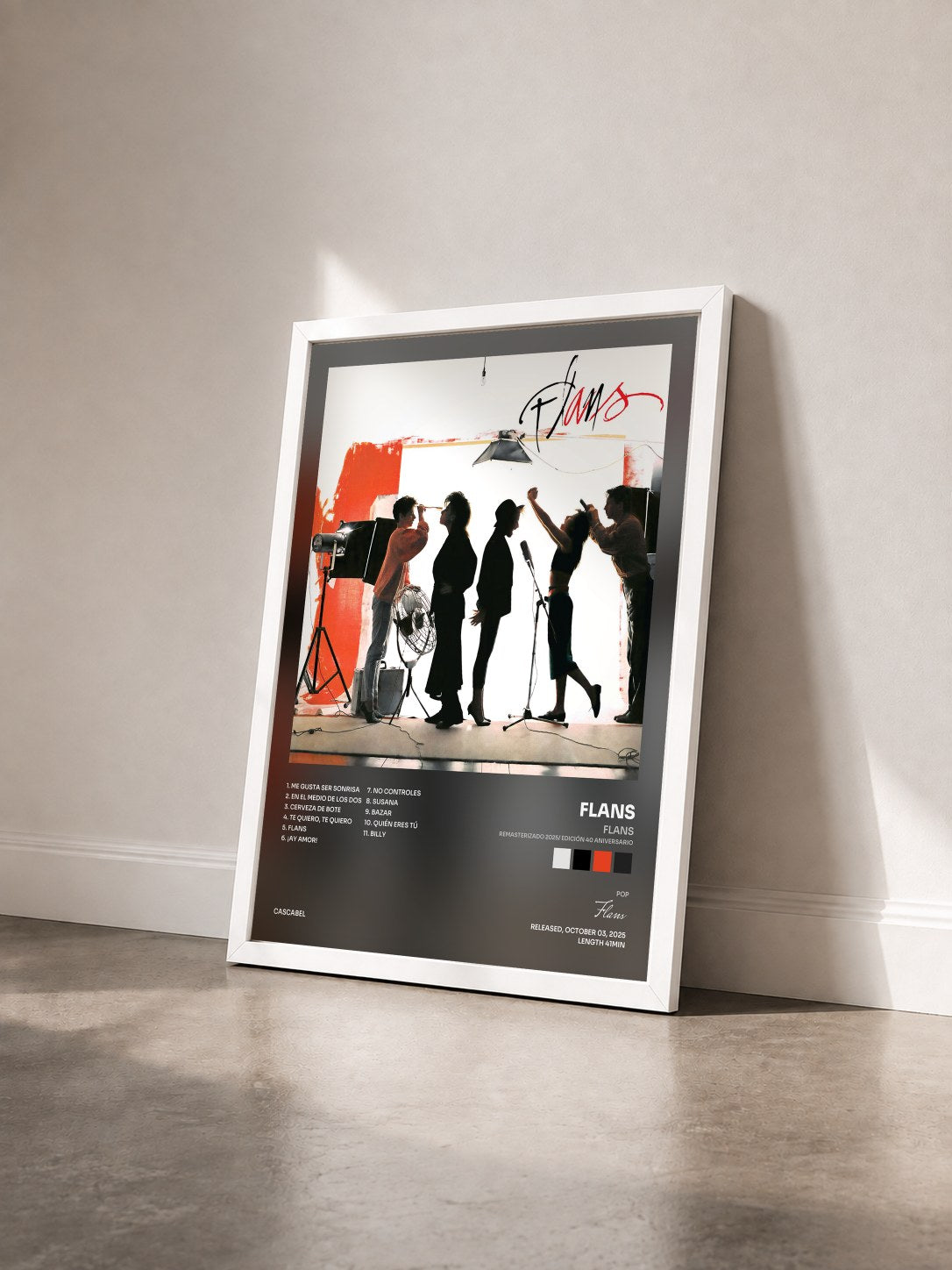 #blanc Tableau de l'album Flans (Remasterizado 2025/ Edición 40 Aniversario) de Flans vu de trois quarts, cadre blanc