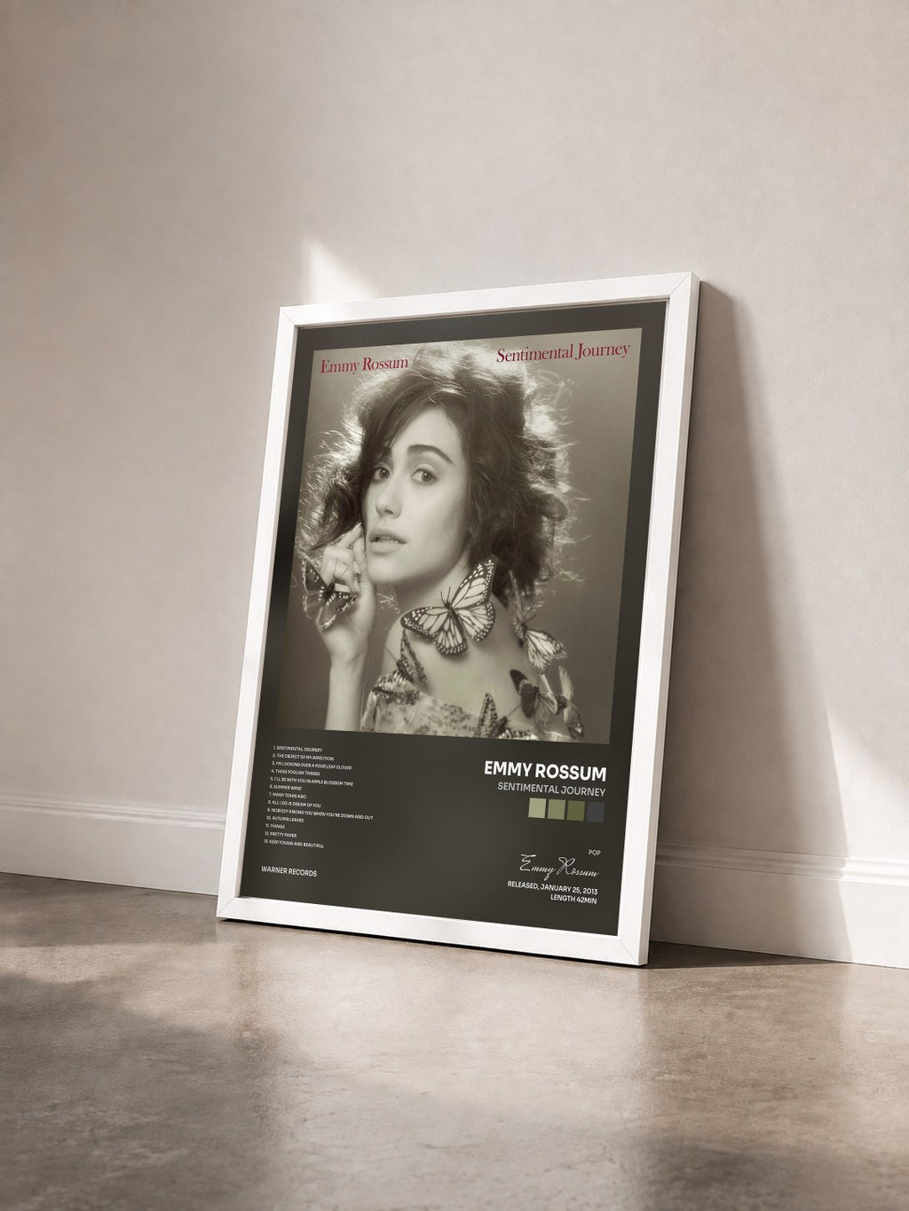 #blanc Tableau de l'album Sentimental Journey de Emmy Rossum vu de trois quarts, cadre blanc