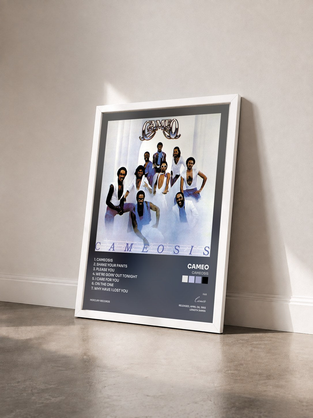 #blanc Tableau de l'album Cameosis de Cameo vu de trois quarts, cadre blanc