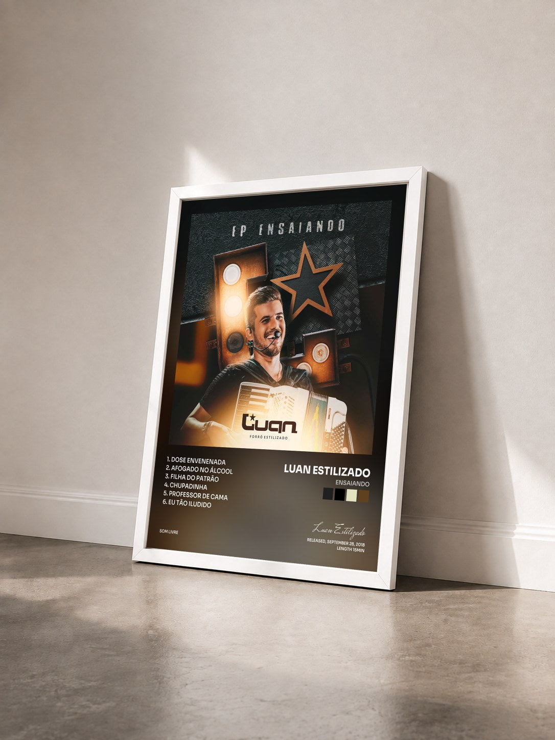 #blanc Tableau de l'album Ensaiando de Luan Estilizado vu de trois quarts, cadre blanc