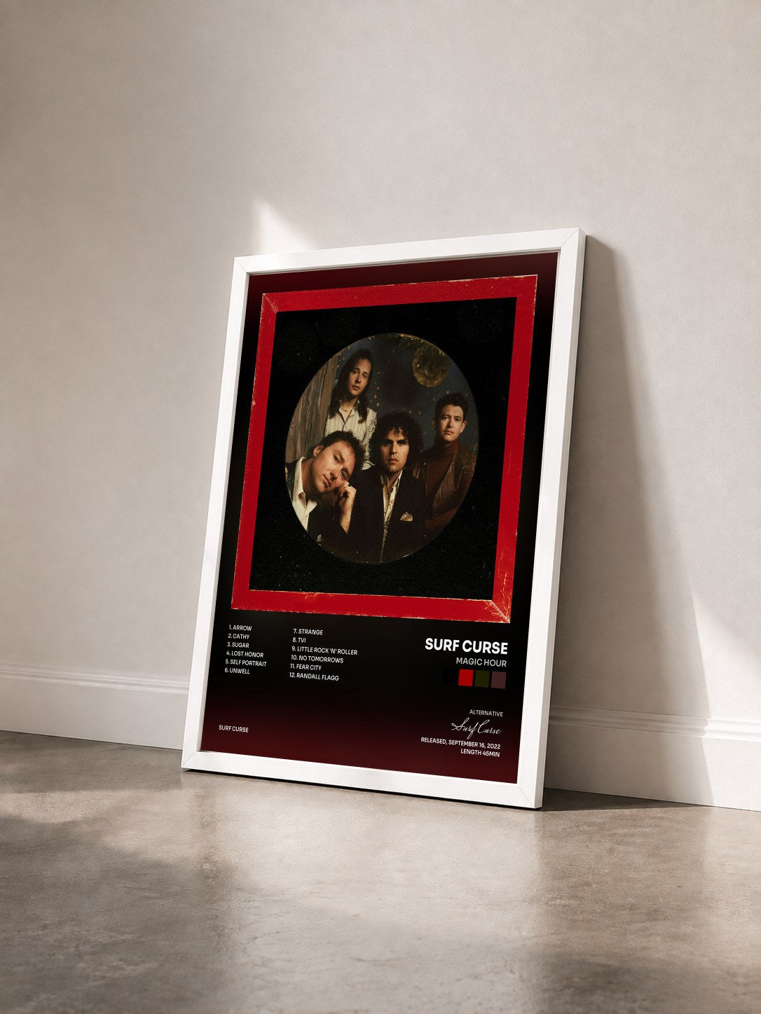 #blanc Tableau de l'album Magic Hour de Surf Curse vu de trois quarts, cadre blanc