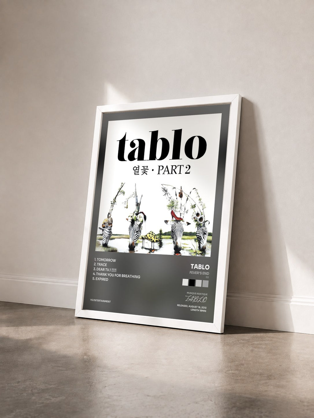 #blanc Fever's End (열꽃) Pt. 2 - EP by TABLO as a framed art print seen at an angle, white frame