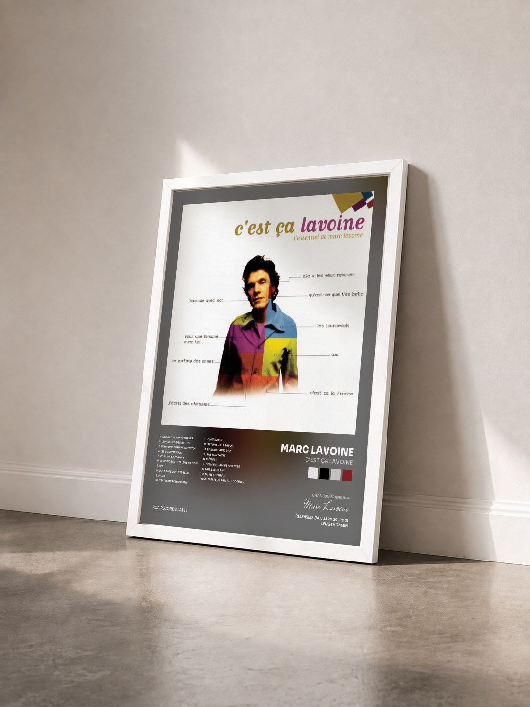 #blanc Tableau de l'album C'est ça Lavoine de Marc Lavoine vu de trois quarts, cadre blanc