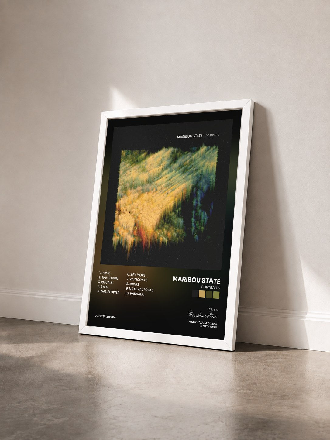 #blanc Tableau de l'album Portraits de Maribou State vu de trois quarts, cadre blanc