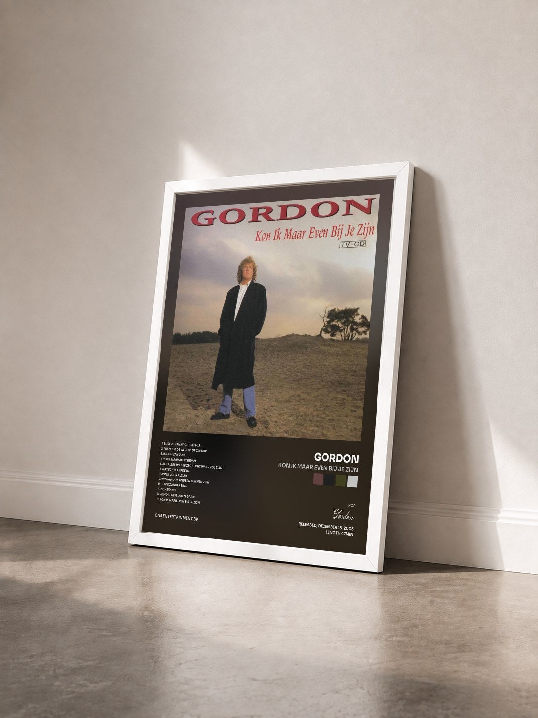 #blanc Tableau de l'album Kon ik maar even bij je zijn de Gordon vu de trois quarts, cadre blanc
