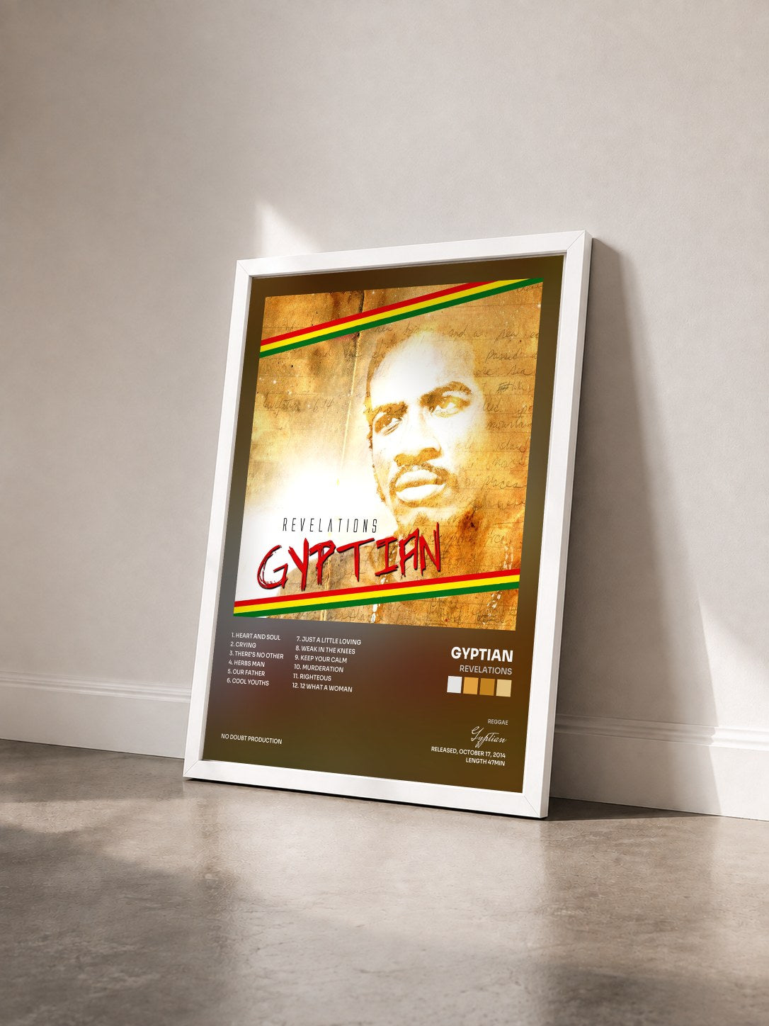 #blanc Tableau de l'album Revelations de Gyptian vu de trois quarts, cadre blanc