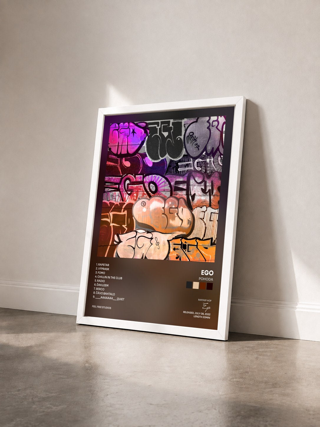 #blanc Tableau de l'album POHODA de Ego vu de trois quarts, cadre blanc