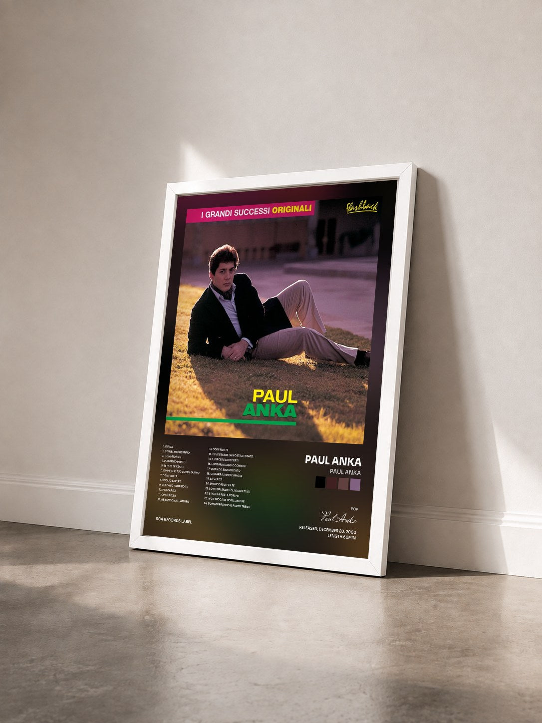#blanc Tableau de l'album Paul Anka de Paul Anka vu de trois quarts, cadre blanc