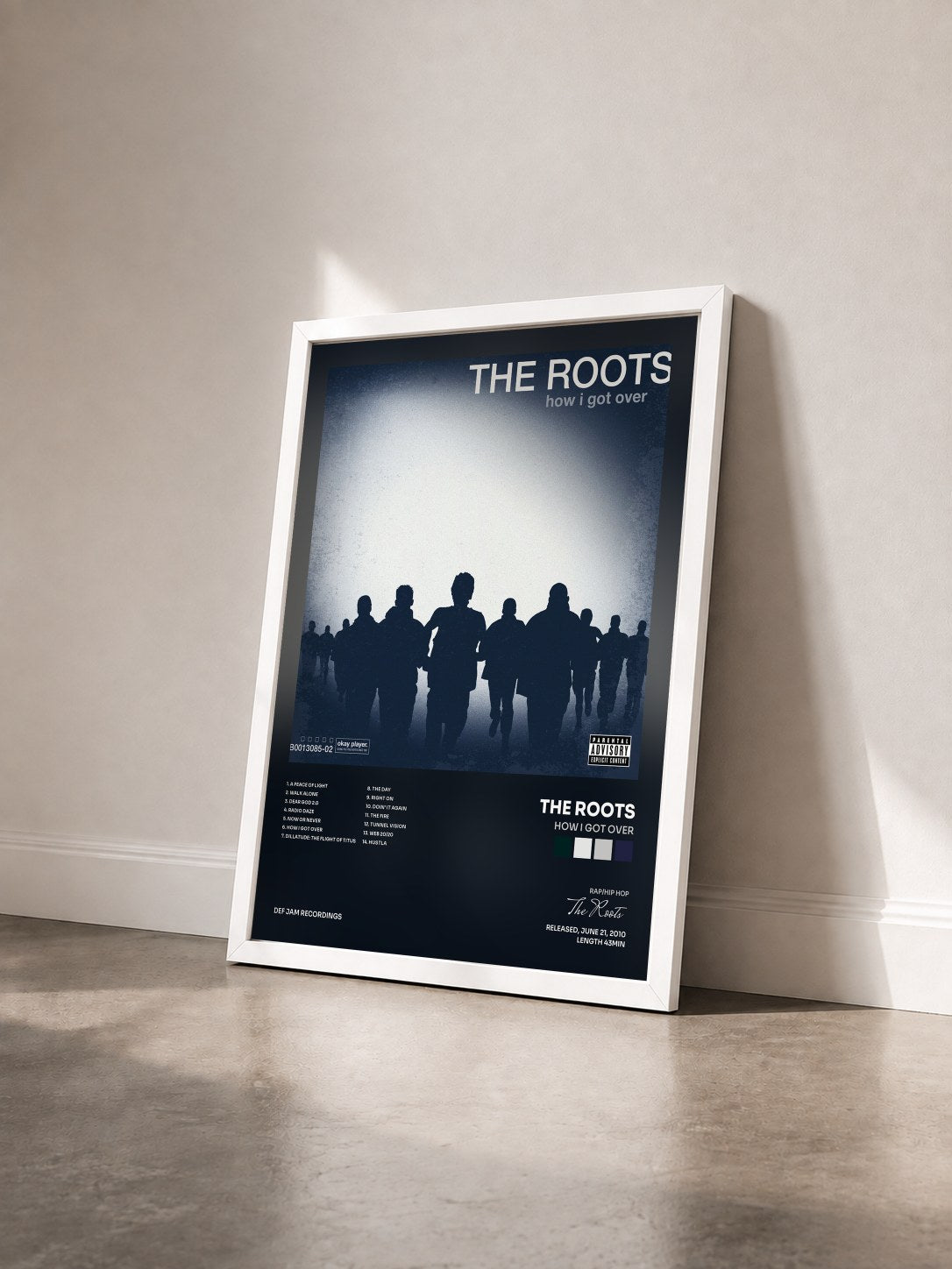 #blanc Tableau de l'album How I Got Over de The Roots vu de trois quarts, cadre blanc