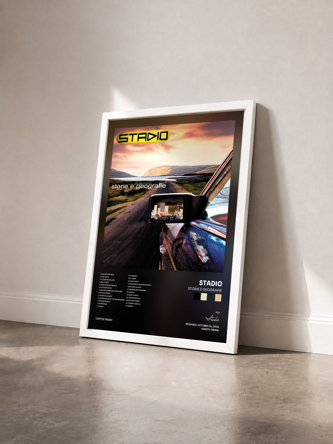 #blanc Tableau de l'album Storie E Geografie de Stadio vu de trois quarts, cadre blanc